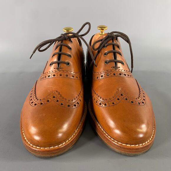 MARC JACOBS Size 8 Brown Window Pane Leather Wingtip Lace Up Shoes